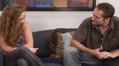 Leighlani Red fucking in the couch with her natural tits