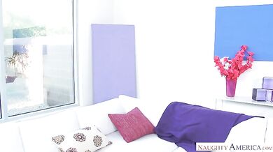 Bad girl Ava Addams fucking in the couch with her hairy bush