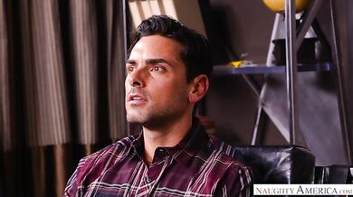 Elena Koshka fucks her boyfriend's roommate and cums hard