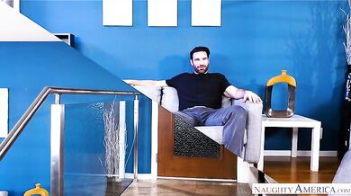 Allie Haze fucking in the couch with her natural tits