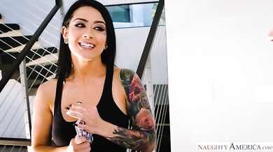 Married man cheats on his prissy wife with their tattooed, bad girl friend Katrina Jade