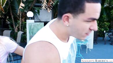 Kenzie Reeves fucking in the bed with her small tits