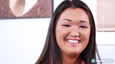 Amazing Asian Amy Parks chit-chats with a guy before filming an awesome solo masturbation scene.