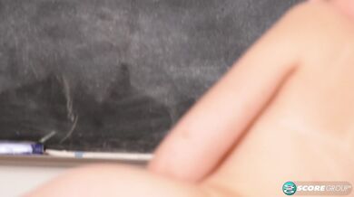 Flat Schoolgirl Dolly Paige Rubs Her Naughty Pussy in Detention