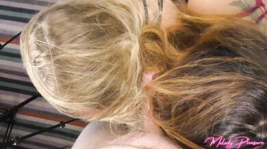 Melody Pleasure And Kimberlyx Are Giving Stud A Delicious Hairjob And Fuck!