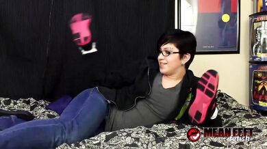 Nerdy Girl Shoes And Socks On Hands