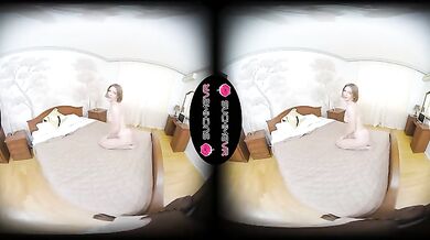 Stella Bliss plays with dark cock in VR