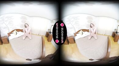 Stella Bliss plays with dark cock in VR