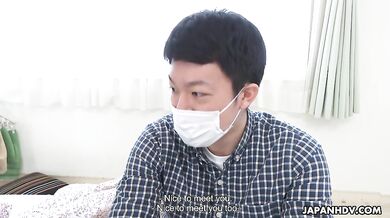 Chihiro Akino surprises a fan by going to his house and fucking him