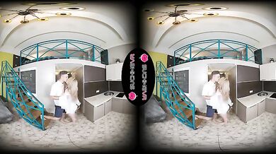 Eva Barbie plays Juliet as her Romeo takes her from behind in VR