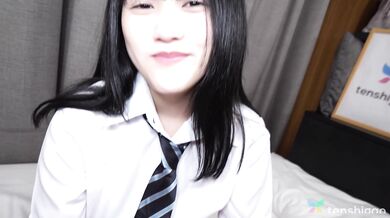 Mei Hotta wears a uniform for us and then masturbates while we watch