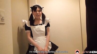 Mai Araki is not wearing any panties while cleaning her client's home