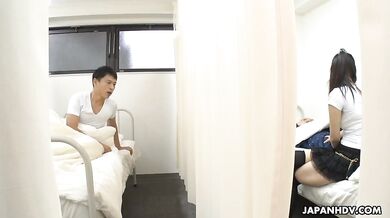 Ako Nishino comes to visit her sick boyfriend and fucks the guy next door