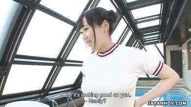 Teen Machiko Ono is fucked by her swimming trainer