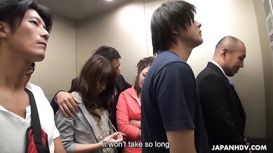 Maika and Miyama Aoi are caught in elevator gangbang