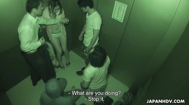Maika and Miyama Aoi are caught in elevator gangbang