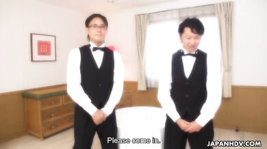 Hikaru Shiina and Aira Masaki fucked by two butlers