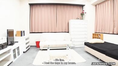 Ako Nishino is locked out and visits a neighbor to wait and ends up nude