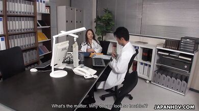 Koi Miyamura prods her student to take off his pants to jerk him off