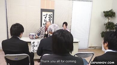 Misaki Yoshimura's interview turns into an orgy as she fucks the reporters