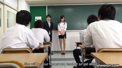 Yura Hitomi is a beautiful teacher so excited to help her students learn