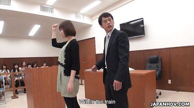 Shiori Uehara and Nonoka Kaede are fucked in the courtroom
