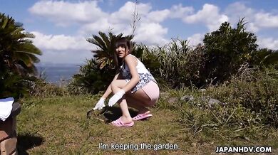 Farmer girl Naoh Koizumi is fucked in her garden so hard