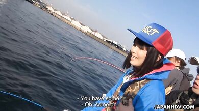 Sena Sakura wins the fishing contest and she is fucked on the boat