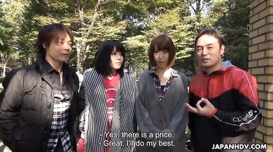 Sena Sakura sucks, rubs and licks her fishing partner's cock