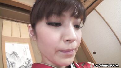 Beautiful lady Yuria Tominaga is getting satisfied