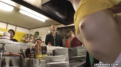 Mimi Asuka fucked in a restaurant in public