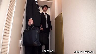 Risa Kurokawa fucked next to drunk hubby