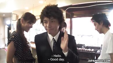 Pretty girl had group sex at work, all day