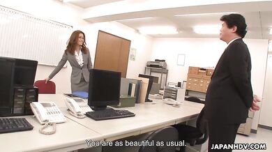 Sweet office babe is satisfying her boss