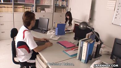 Slim lady got banged in her new, big office