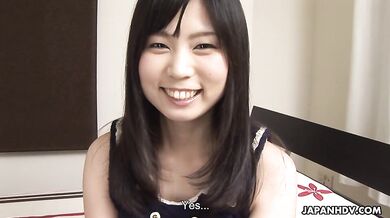 Asian brunette is about to fuck a black dude