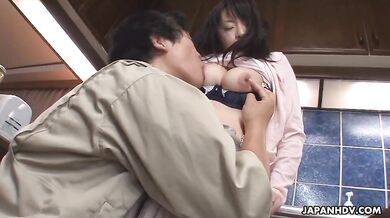 Lovely housewife had wild sex with a plumber