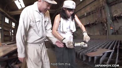Japanese factory girl gets fucked with joy