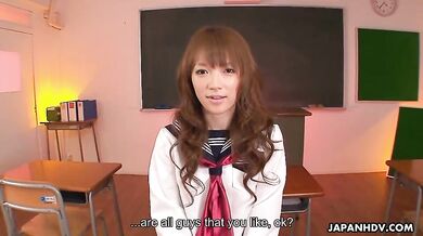 Hot Japanese schoolgirl seduces a young man