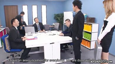 Slutty Asian office babe loves to taste cum