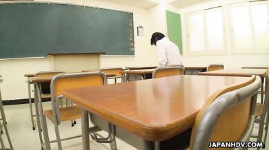 Hot Asian teacher gets drilled with sex toys