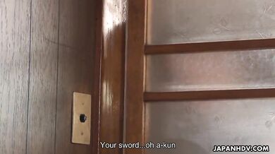 Japanese sweetie sucks a big dick with joy