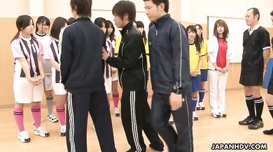 Amazing group sex with Japanese soccer girls