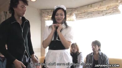 Maid Mai Mizusawa gets both fuck holes fucked