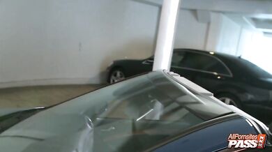 Busty Latina fucking in a parking lot