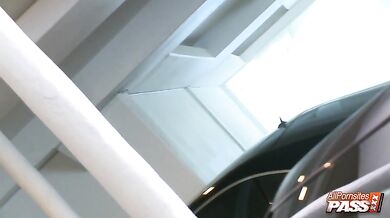 Busty Latina fucking in a parking lot