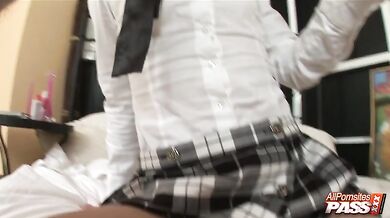 Brunette coed face fucked